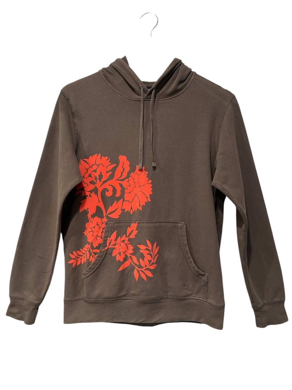 Patagonia Organic Cotton Graphic Hoodie Brown Red Floral Pullover S